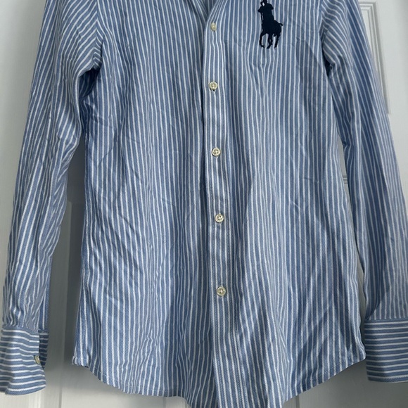 Ralph Lauren Knit Oxford Blue White Striped Size Small - Picture 6 of 8